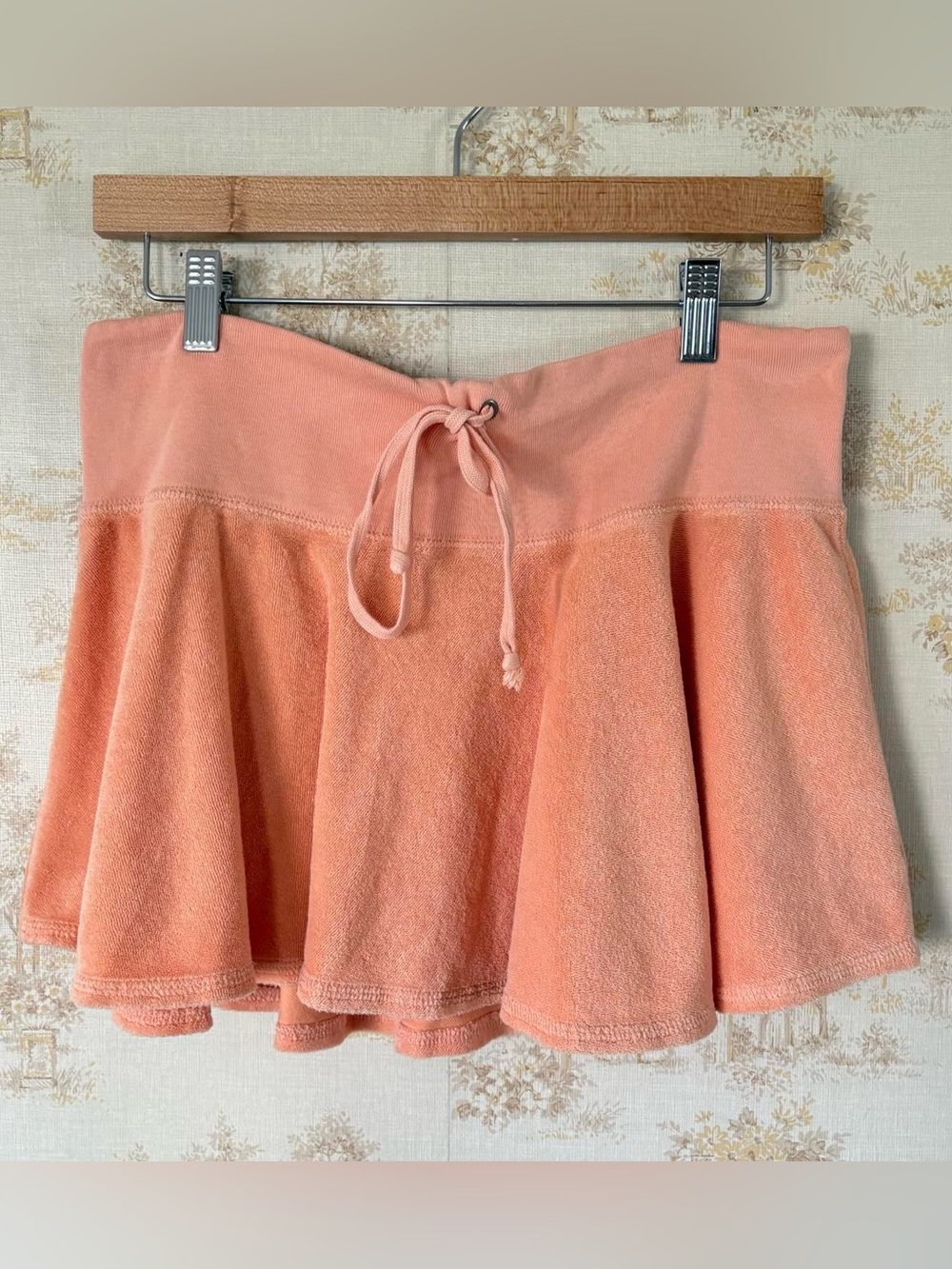 Vintage Y2K Juicy Couture Peach Orange Terry Cloth Flared Mini Skirt L